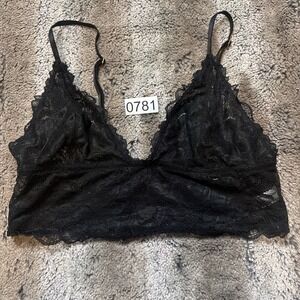 Free People Intimately Everyday Black Lace Longline Bralette Size Small